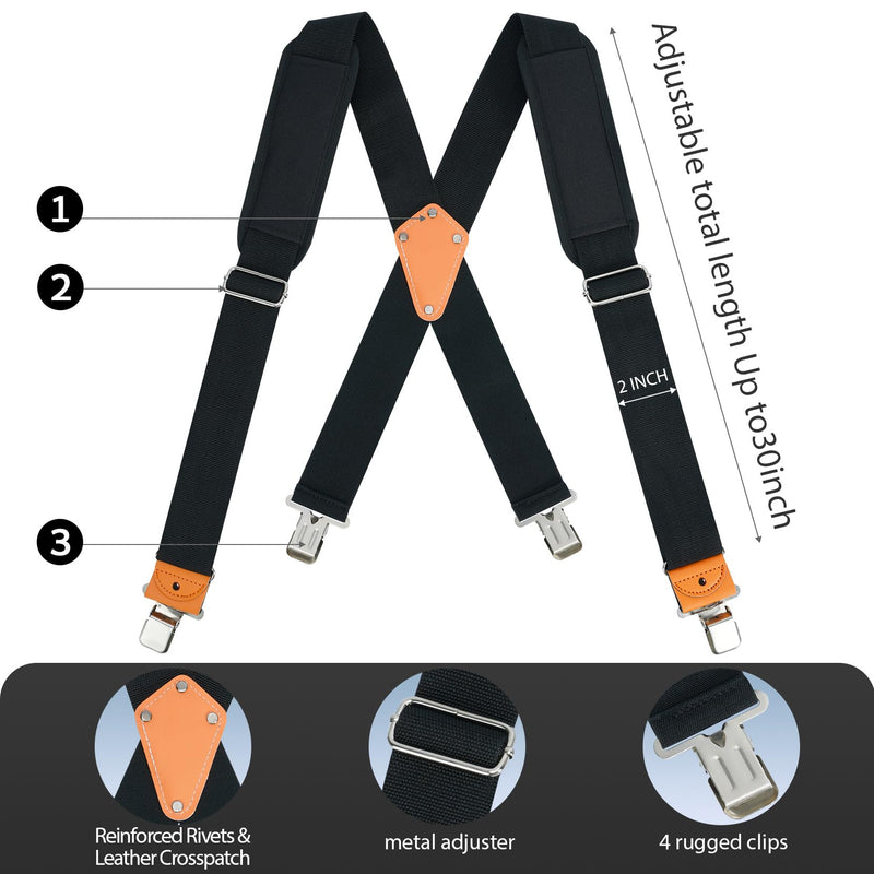MELOTOUGH Tool Belt Suspenders Work Belt Suspenders for Heavy Duty Work Movable shoulder Padded Suspenders for Tool Belt (Black),Gifts for Men