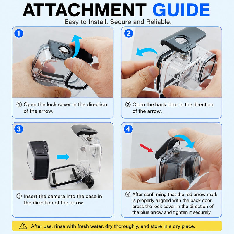 JINGCHEN Waterproof Case for GoPro Hero 13/12/11/10/9 Camera Dive Housing | 60M/196FT Protective Underwater Camera Housing Gopro Accessories for underwater photography & snow outdoor adventures