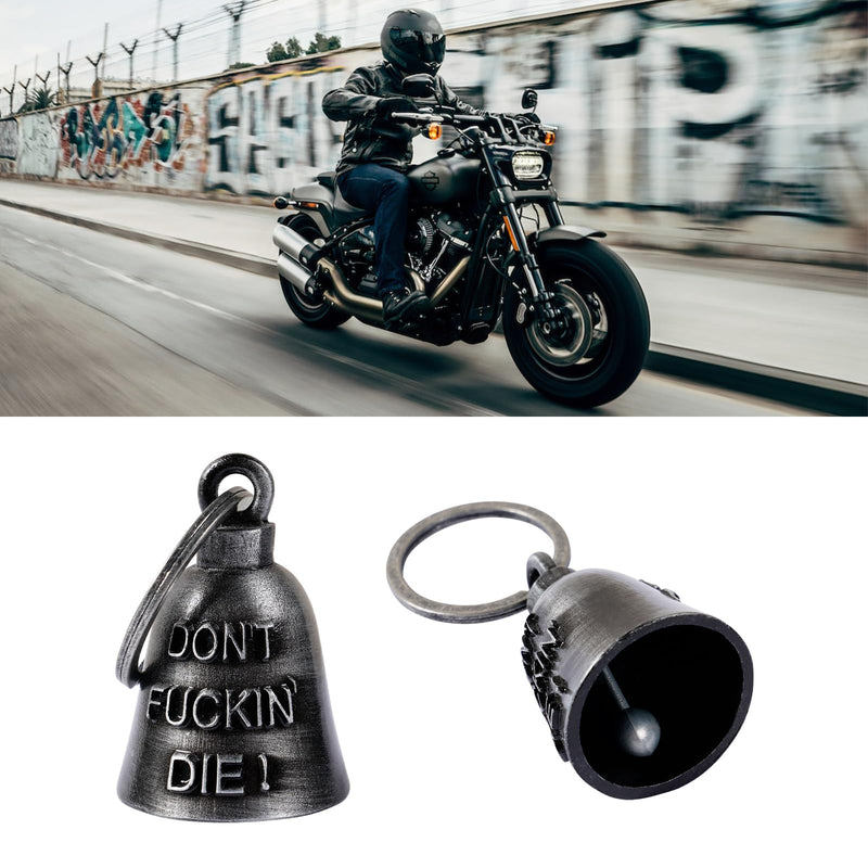 Motorcycle Bells for Biker Good Luck Riding Bells Guardian Biker Bells with Hanger Motorcycle Accessory or Keychain for Luck Don't Fuckin' Die!