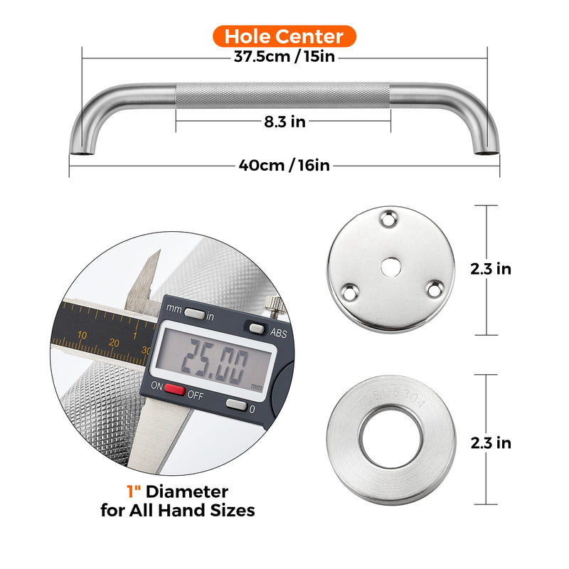 Grab Bars for Shower, 2 Pack 16-Inch Anti Slip Shower Handles for Elderly, Safety Shower Grab Bar, Stainless Steel Handicap Grab Bars for Bathroom,Toilet (Brushed Nickel, 1" Diameter) Brushed Nickel 16 Inch