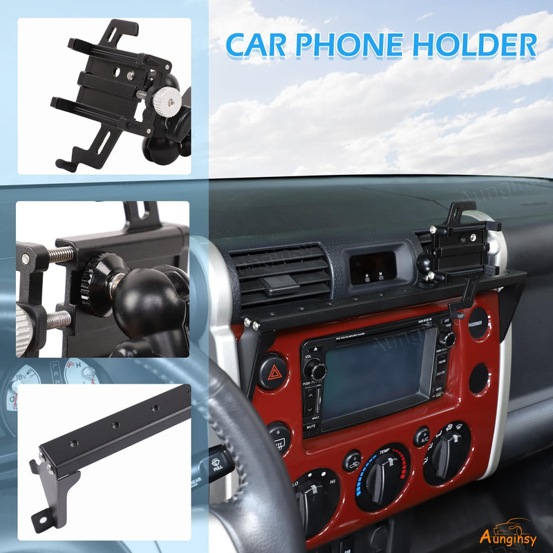 Car Instrument Panel Track Cell Phone Mount Compatible with Toyota FJ Cruiser 2007-2021+, Multifunctional Dashboard Clip Air Vent Panel Universal Mobile Phone Holder Navigation Bracket Accessories Style D