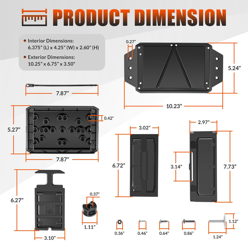 Track Mounted Battery Box for Fish Finders, Replace for YakAttack CellBlok (CLB-1002), Compatible with YakAttack Switchblade Transducer Arm, Fit for Most 7, 9, or 10 Ah 12v Batteries