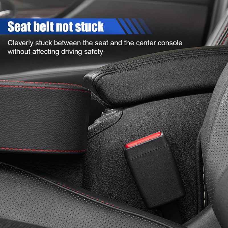 Car Cup Holder, Auto Front Seat Organizer, Multifunctional Cup Drink Holders with PU Leather Cover, Gap Filler Storage Box Coin Bucket Console Side Pocket Cell Mobile Phone Holder (Black) Black