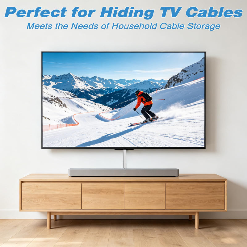 39" Silicone Cord Hider for 1 Cord, Self-Adhesive Wall Cord Cover | Flexible Side Buckle Cable Raceway for Wall Mounted TV, Home Office Desk Cable Management, White Small-39 Inch