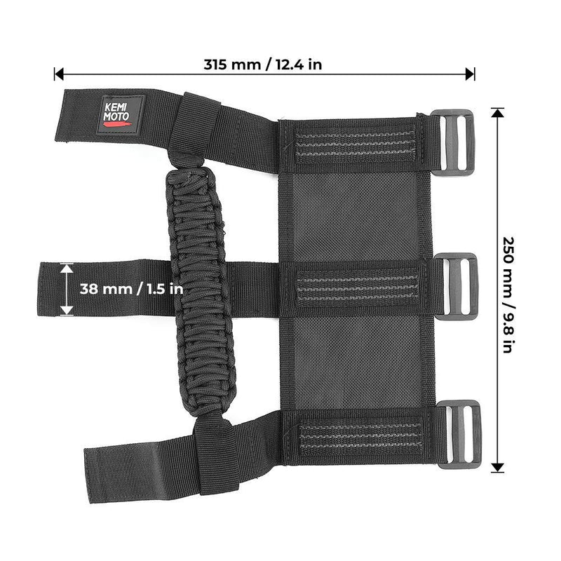 KEMIMOTO Roll Bar Grab Handles for UTV, ATV & SXS - Black Breathable Paracord Enhanced Hand Grips, 2Pack, Fits 1.5" to 2" Roll Bars, Compatible with Polaris RZR, Can-Am X3, Honda Talon, Kawasaki Teryx