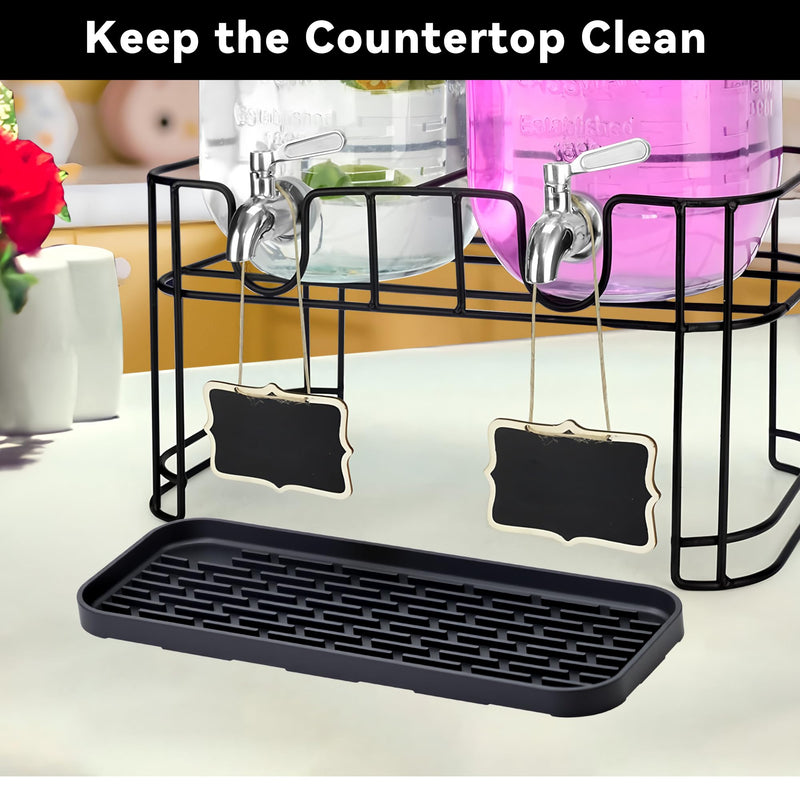 Drip Pan Compatible with Drink Dispenser, 4 Pack Silicone Tray Mat for DD&HAPP Glass Drink Dispenser