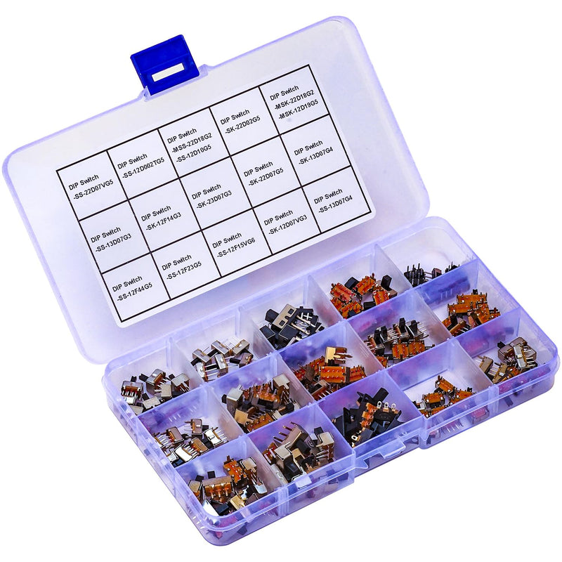 Slide Switch Assorted Kit, Mini Micro PCB Panel Slide Switch 2Pin 3Pin 4Pin ON/Off ON/Off/ON Switch Breadboard Electronic Dip SlideSwitch（JTS-Slide-Switch