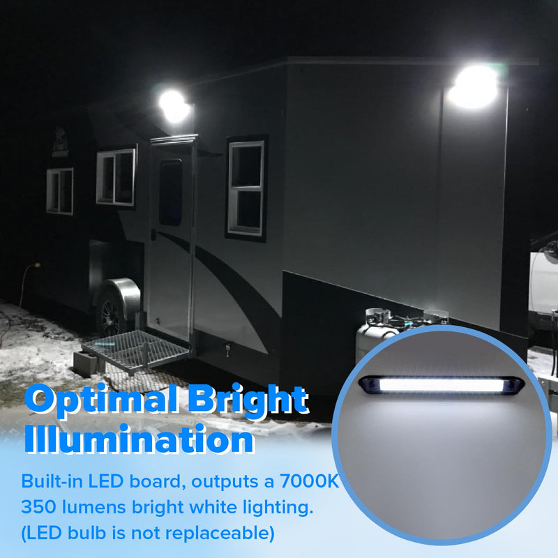 RV Lights Exterior 12V RV Porch Light 12 Volt LED Trailer Lights Outdoor Awning Light RV Accessories for Outside 7000K Cool White Lighting 5.4W 350Lumens 10inch Black Shell, no Switch, Pack of 2 9.84 Black-24-LEDS