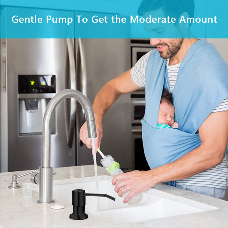 Kitchen Sink Soap Dispenser, Under Sink Soap Dispenser Pump, Good Suction Pwer, 47" Extension Tube Connect to The Soap Contaner Directly, Say Goodbye to Frequent Refills (Black) Black
