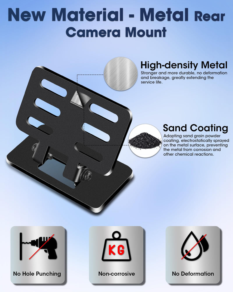 【Durable New Metal Material】 Rear Camera Holder Dash Cam Mirror Rear Camera Mount Backup Camera Bracket Car Rear Camera Rear Window Holder Reverse Camera Mount for SUV, Truck, RV, Auto