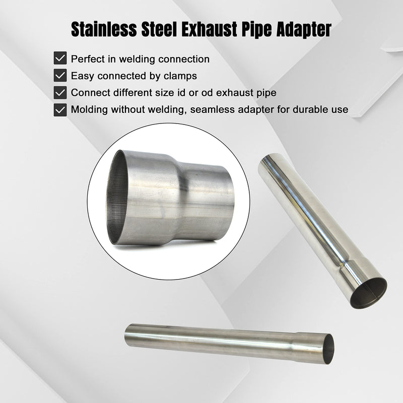 Universal ID 2.5 Inch to OD 3 Inch Exhaust Adapter, Stainless Steel Exhaust Coupler(2 1/2" ID to 3" OD), Pipe Adapter Whole Length 3.6 Inch ID 2.5" to OD 3"
