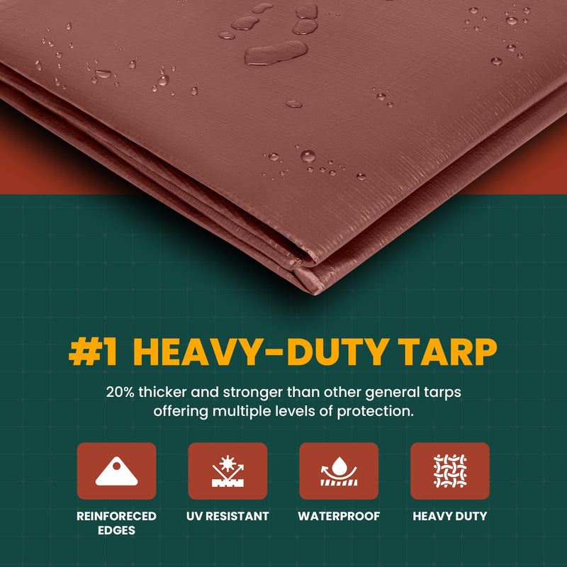 Large Waterproof Tarp- Heavy Duty Thick Poly Tarpaulin Ideal for Canopy Tents, Boats, RV or Pool Covers- Multipurpose Protective Tarps with Grommets for Indoor and Outdoor Use 8X10 Blue-lightweight Protection
