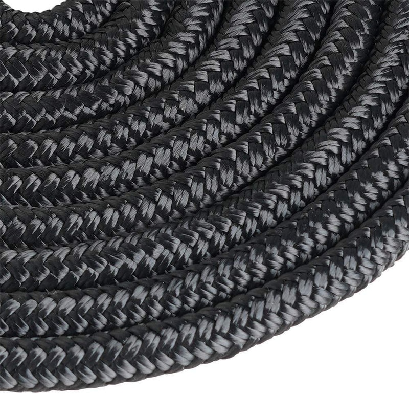 MARINE SYSTEM Double Braided Nylon Dock Lines Rope，3/8 Inch x 15 FT Dock Line with 12 Inch Eyelet for Mooring Boats, Black (2 Pack) For Boat Under 20', 3/8" 2 Pack