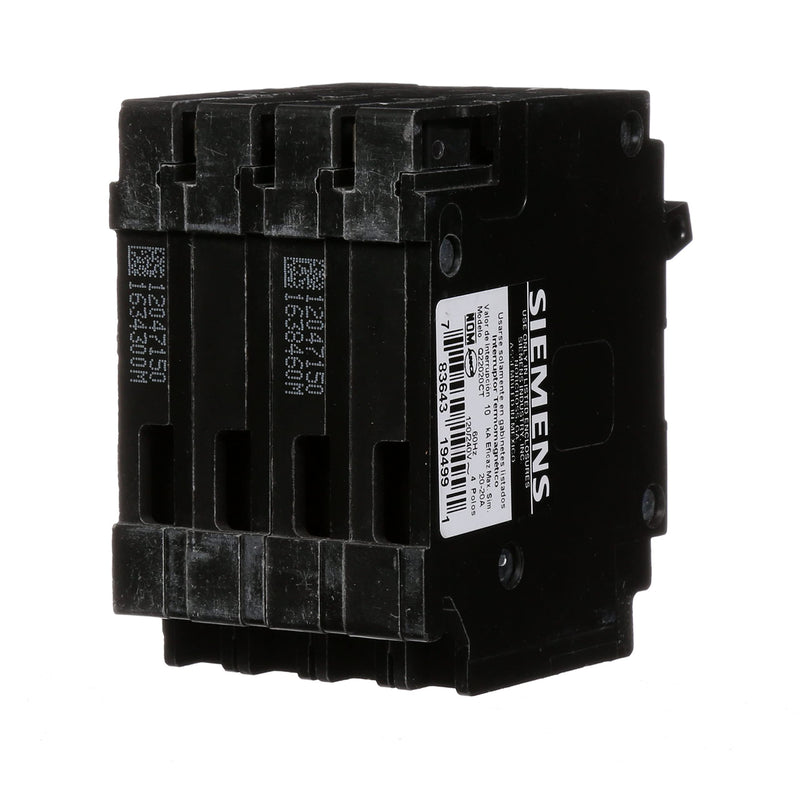 Siemens Q22020CT Triple Circuit Breaker, Plug-In, 20/20 Amps