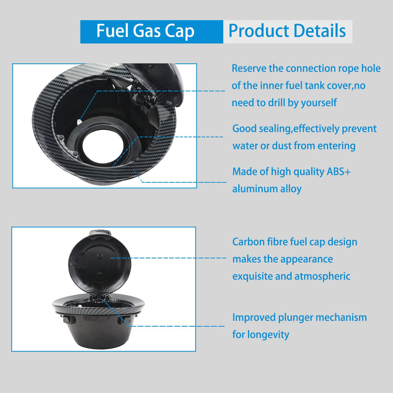 68250120AA Gas Cap Cover - Carbon Fibre Fuel Fill Gas Tank Cap Door Accessories Compatible With Dodge Challenger 2008-2023