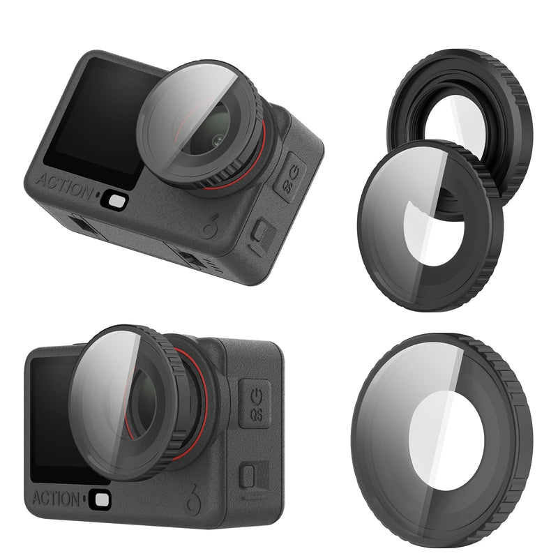 LOKEKE Compatible with DJI Osmo Action 6 UV Filter Cap Protector, Aluminum Alloy & Optical Tempered Glass Protective Case Cover Shell Guard Cap Compatible with DJI Osmo Action 6 Filter Lens