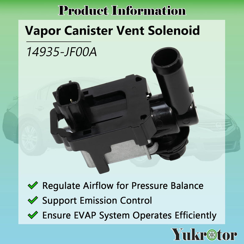 Vapor Canister Vent Valve 14935-JF00A Vent Control Solenoid Compatible with 2010-2025 Nissan Altima Maxima Murano Rogue Sentra Versa Infiniti G37 Q50 Q60 Q70 Replaces OE# 911-504 K5T45786