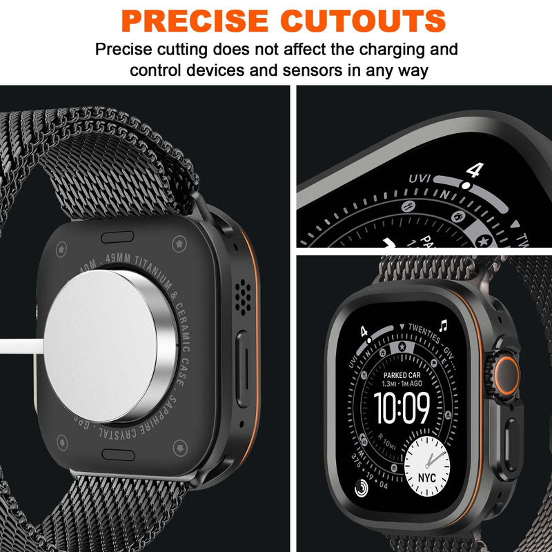 Metal Cover Compatible with Apple Watch Ultra 3/2/1 Case 49mm | 2 in 1 Protective Rugged Bumpe for iWatch Ultra 49mm (Black) Black