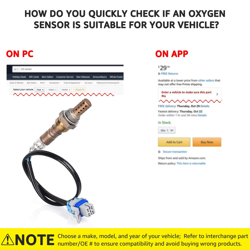 Nifeida 234-4407 Oxygen O2 Sensor 2 Downstream Compatible with 02-06 Chevy Express Silverado Tahoe GMC Savana Sierra Yukon & 03-06 Hummer H2 Escalade
