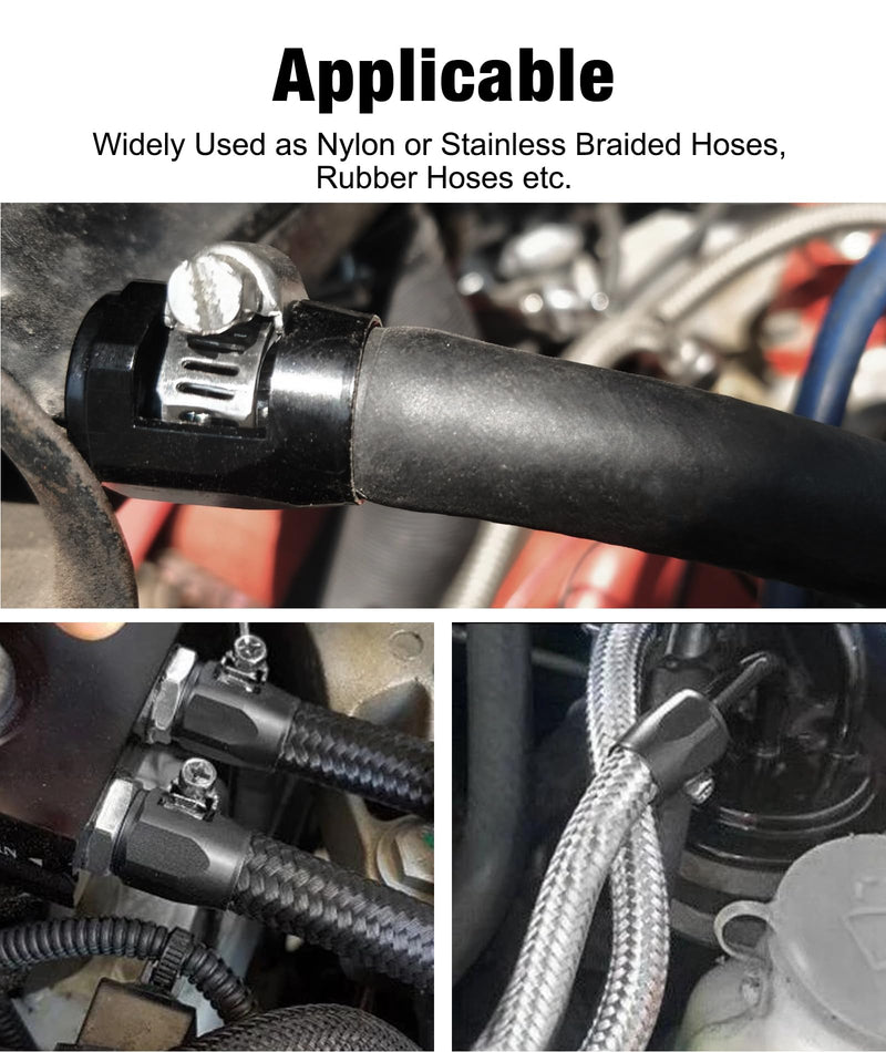 EVIL ENERGY 6AN Hose Finisher Clamp Aluminium Black for Stainless Braided Hoses,Rubber Hoses end Finisher AN6 4