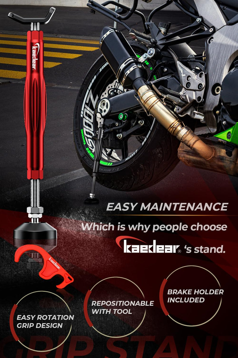 Motorcycle Maintenance Stand, Side Stand, Centre Stand Grip Stand, Easy Turn, Safety, Comfort, with Brake Holder included KDR-ST1 (Red) Red