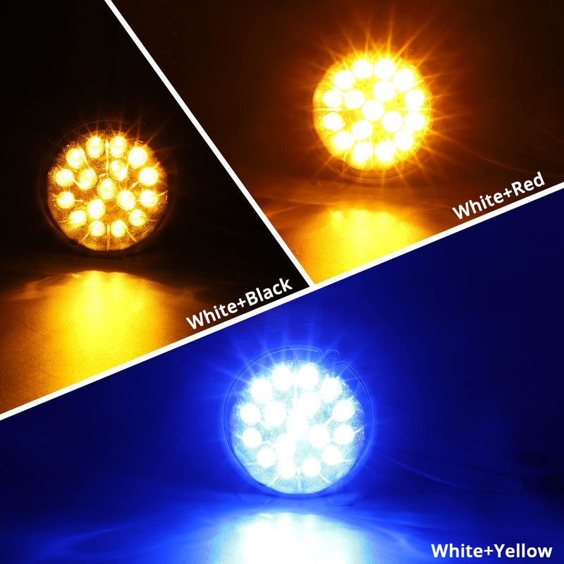Partsam 1Pc Dual Revolution Watermelon Light, Amber 17LED Turn Signal/Marker Lights to Blue Auxiliary Light, Underglow Lights Compatible with Freightliner Kenworth Peterbilt Trucks Amber/Blue