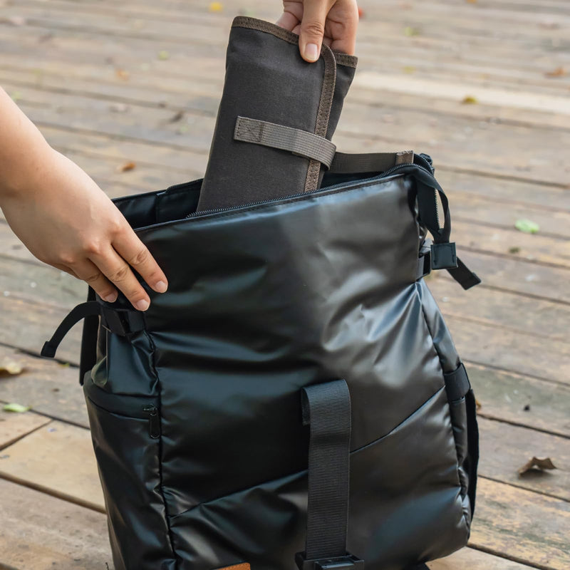 Roll Up Tool Bag Organizer, Small Tool Roll for Pen Lovers & Tech, Waxed Canvas Tool Pouch Pen Bag Pen Case Organizer, Multi-Pocket with Elastic Loops for Pencils, Art Supply, Hard Drives - EDC Bag