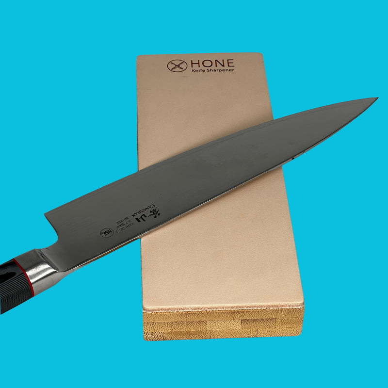 𝗛𝗢𝗡𝗘 𝗟𝗲𝗮𝘁𝗵𝗲𝗿 𝗦𝘁𝗿𝗼𝗽: Elevate your knife's sharpness with this premium accessory from the 𝗛𝗢𝗡𝗘 Knife Sharpener system.