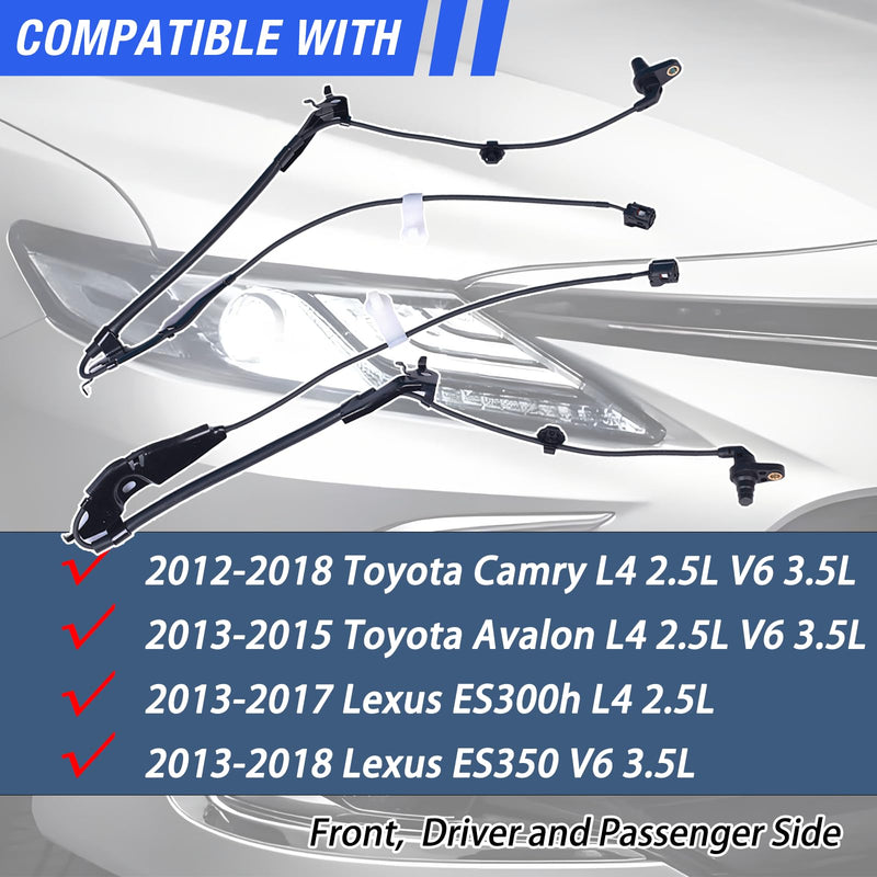 ABS Wheel Speed Sensor Front Left Right Compatible with 2012-2017 Toyota Camry 2013-2015 Avalon 2013-2018 Lexus ES350 ES300h Driver and Passenger Side ABS Sensor # 89543-06040 89542-06040