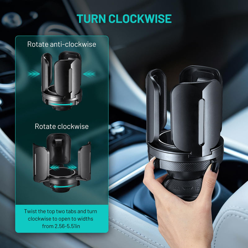 Car Cup Holder Expander Adapter (Adjustable) THIS HILL All Purpose Cup Holder Expander for Car with Rubber Fits Less Than 5.51" Large Bottles & Mugs & Foods & Drinks 1