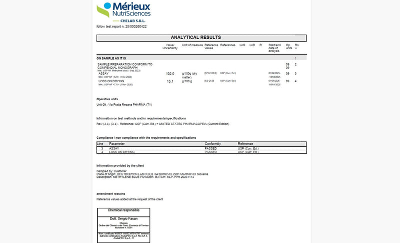 Methylene Blue 5% Solution 3.4 Fl Oz - 100 ml | Highest Concentration | Ultra High Purity | USP Pharma Grade Ingredients - Third-Party Tested | Formaldehyde Free | Glass Bottle | Heiltropfen®