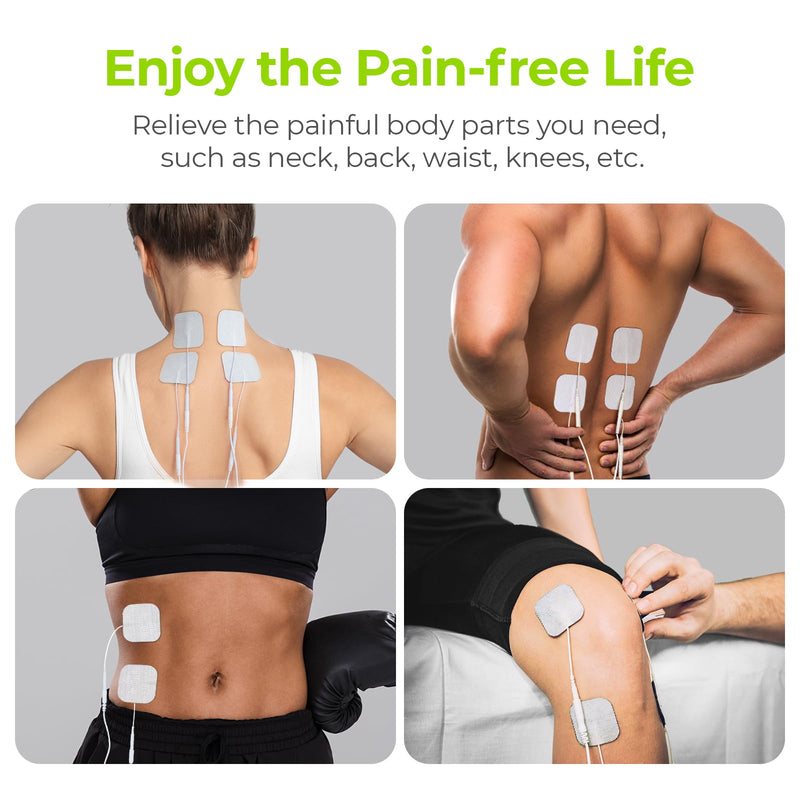AUVON TENS Unit Electrode Pads 2"x2" 48 Pcs Value Pack, Reusable Latex-Free TENS Unit Pads with Upgraded Self-Adhesion, Non-Irritating Replacement Pads Compatible with TENS 7000, Etekcity, Nicwell A White
