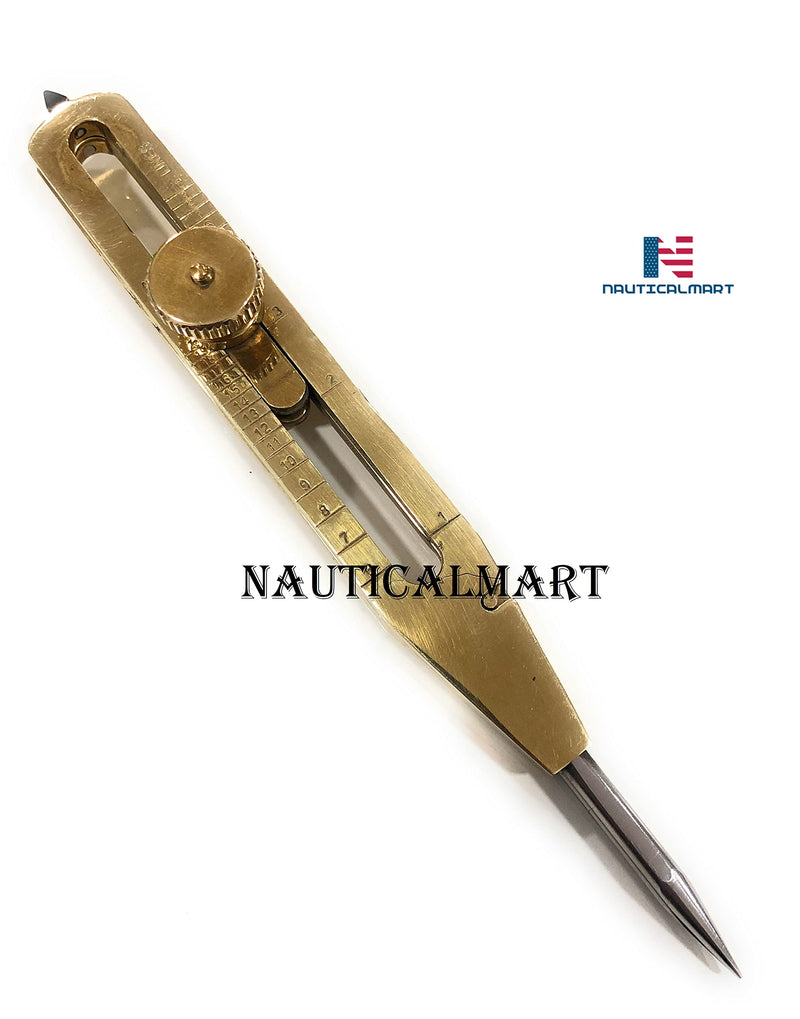 NauticalMart Solid Brass Proportional Divider 9 inch with Leather Case