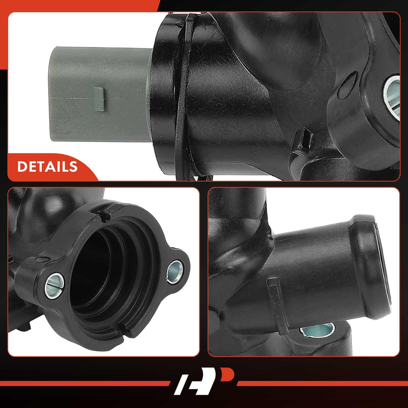 A-Premium Front Engine Coolant Water Outlet Compatible with Select Volkswagen/Audi Models - Jetta 2005-2018, Passat 2012-2018, Golf 2010-2014, Beetle 2006-2010/2012-2017, Rabbit 2006-2009, RS3 2018