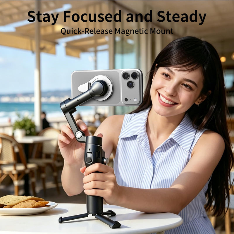 OM Magnetic Mount Phone Holder Clamp for Mag-Safe DJI Osmo Mobile 8P 8 7P 7 SE 6 5 4 Adapter,Quick Release Adapter Magnet Clip Clamp with Finger Ring Stand for OM Gimbal Stabilizer Accessories