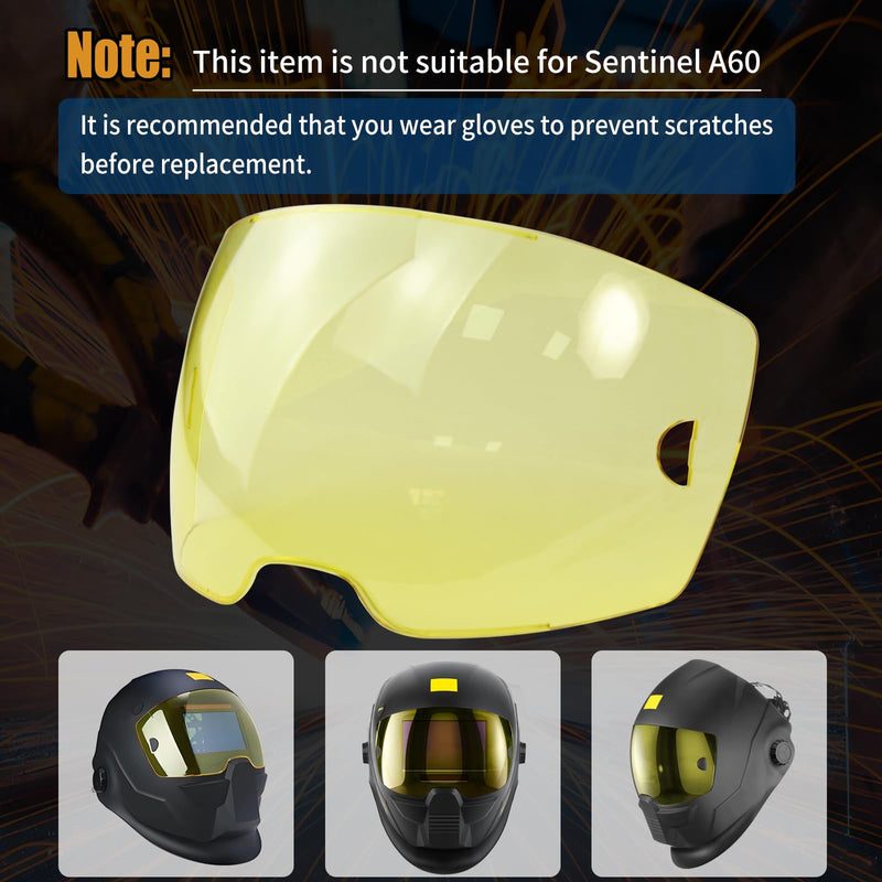 10 Pack 0700000803 Amber Front Lid Lens,Front Cover lenses Compatible with Sentinel A50 Welding Helmet,3.93" x 2.36" Viewing Lens,A50 welding face mask lens Replacement parts
