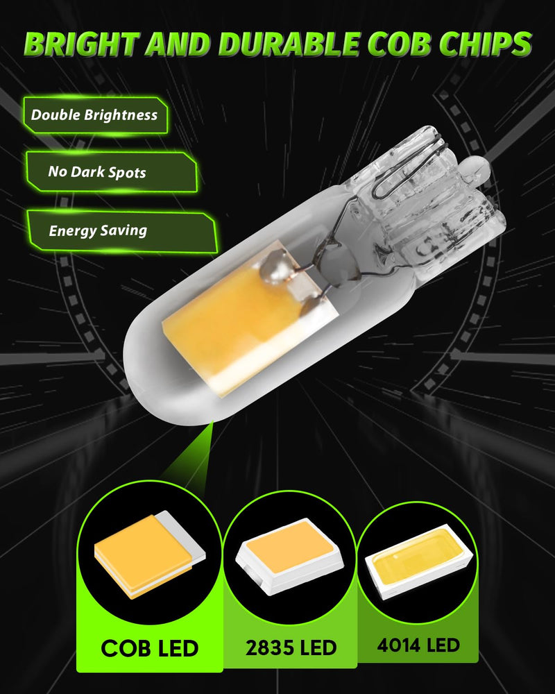 Alopee 10 Pack 194 Bulb Warm White LED 2700K Replacement for 168 194 W5W T10 Led Bulb RV Car Interior Lighting DC 12V Only 2700K-Warm White