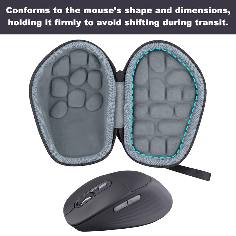 Hard Case for Logitech Signature Comfort Plus M850 L Mouse, Black | Hard EVA Shell with Anti-Shock Bubble Pad and Soft Lining Protects from Bumps and Scratches. Hand Strap Ensures Easy Carrying Black Case