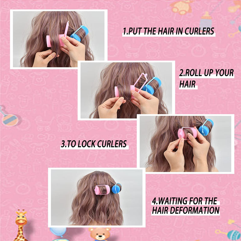 CENBEN 36 Pcs Large Foam Sponge Hair Rollers,4cm No Heat Hair Curlers, Flexible Hair Styling Sponge Curlers Soft Sleeping Hair Curlers for Women and Kids(Random Color)