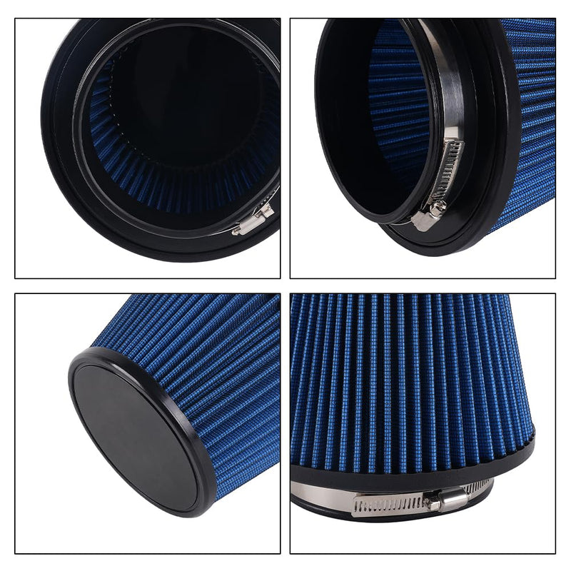 muge racing 4.5"/115mm Cold Air Intake Filter, High Performance, Washable Filter, Clamp-On Replacement Air Filter Mushroom Head Blue