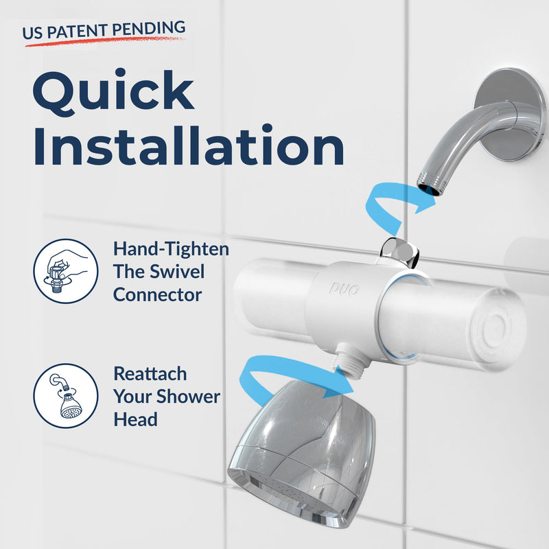 Weddell Duo Shower Filter Twin Pack Replacement Cartridges - NSF Certified Shower Filter, Removes Chlorine, PFAS, & Particulates, Clinically Tested For Healthier Skin & Hair (2+2) 2 + 2
