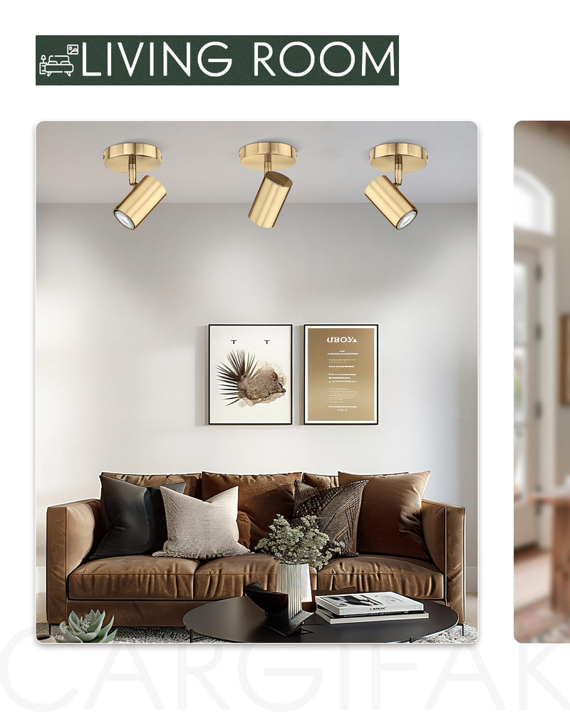 Gold Wall Sconce, Modern Wall Light Fixture, LED Track Lighting with GU10 Bulb for Bedroom Entryway Bathroom Kitchen, SL4830-1W-BB 1-Light Brass Gold 1 PACK