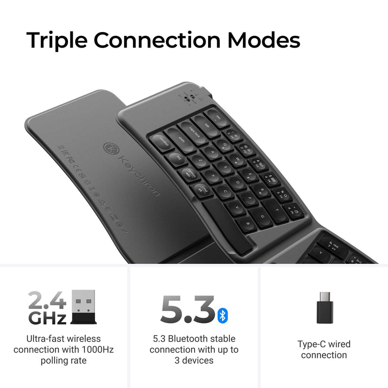 Keychron B11 Pro Ultra-Slim Foldable Wireless Keyboard, 65% Alice Layout | Three Device Switching 1000 Hz Polling 2.4 GHz Wired Mode Launcher Key Remapping Up to 138 Hour Lab Tested Battery Life
