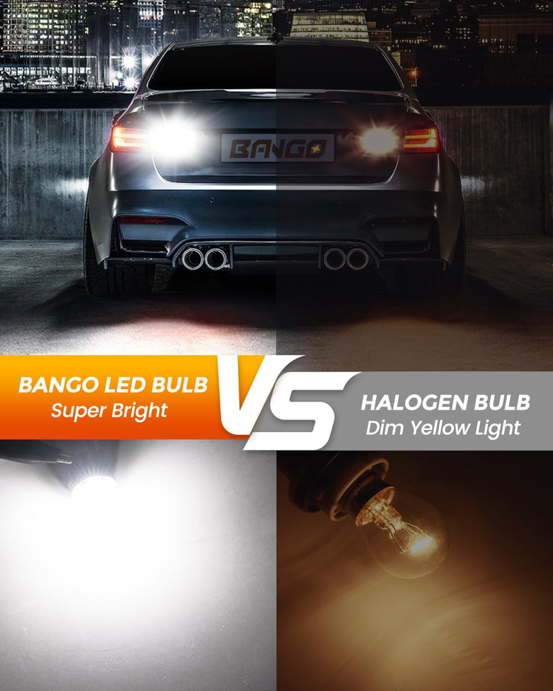 BANGO 3157 LED Bulb White Backup Reverse Light, 3156 3057 4157 Super Bright for Car LED Back Up Tail Brake Parking Lights, 4 Pack Xenon White