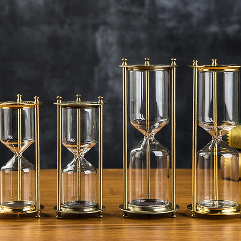 SuLiao Metal Empty Hourglass Sand Timer,Small Brass Frame Sand Watch,Reloj De Arena,Antique Hour Glass Sandglass DIY Fillable Unity Sand Ceremony Kit for Wedding Home, Desk, Office Decoration Clear & Medium