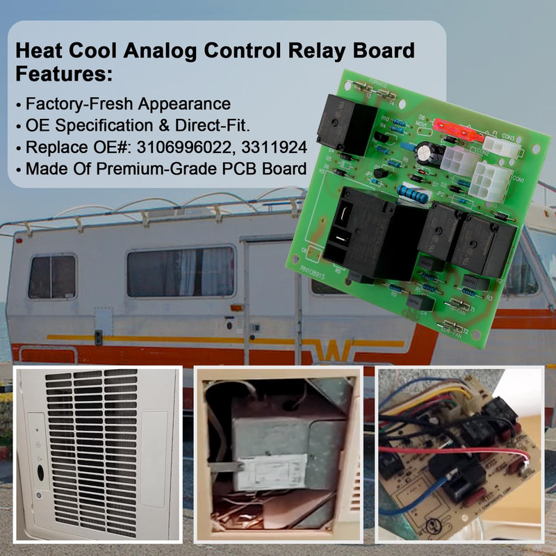3106996022 Heat & Cool Analog Thermostat Control Circuit Relay Board, Compatible with Dometic RV Roof Air Conditioner 579 590 595 600 Series, Replaces# 3106996.022, 3311924