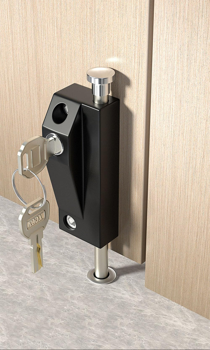 Patio Door Lock for Enhanced Home Security，Patio Doors Black Auxiliary Security Lock, Sliding Patio Door Two Keyed with Bolt Lock