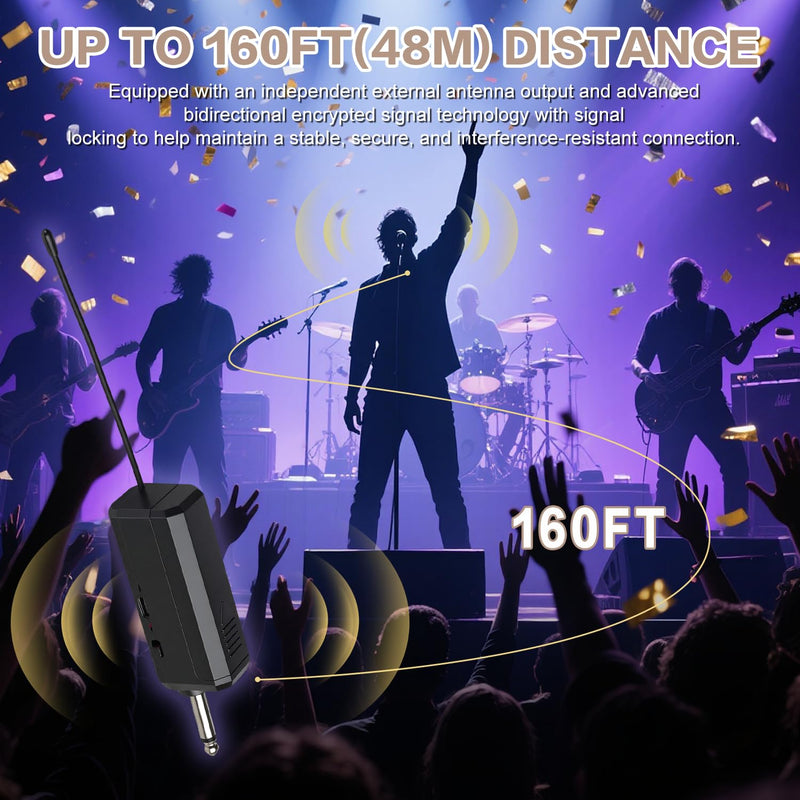 Wireless Microphone, Rechargeable Fixed Frequency Handheld Wireless Mic, Dual Cordless Dynamic Mic with Rechargeable Receiver-160ft Range, Karaoke Microphone for Party Singing Church Speech DJ Wedding Gray