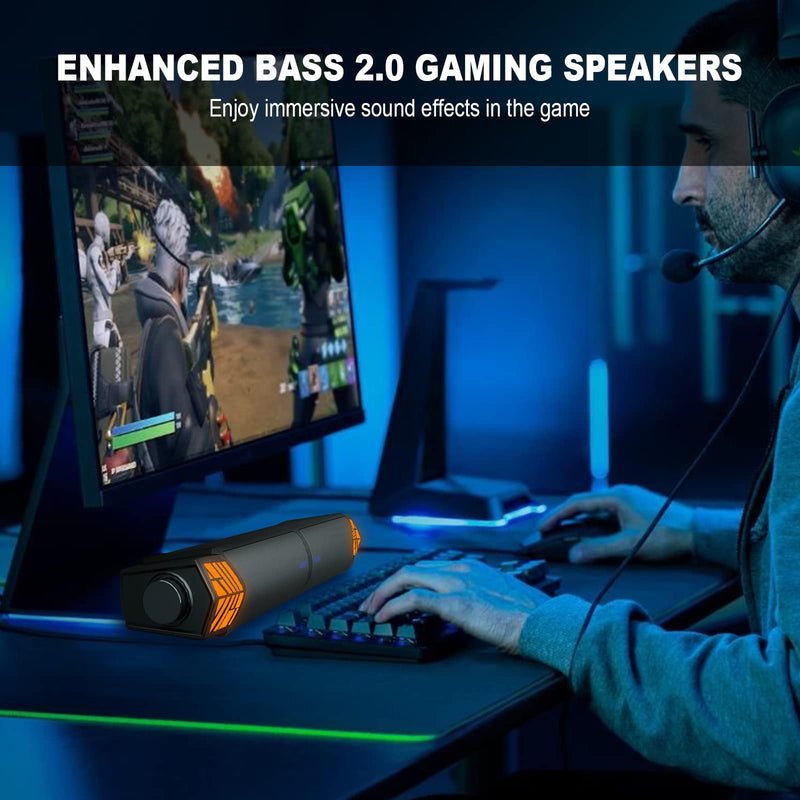 Smalody Computer Speakers for Desktop Gaming Monitor with RGB Lights, 2 in-1 Bluetooth PC Speakers Soundbar USB Powered, Can Be Split and Combined Freely 7070
