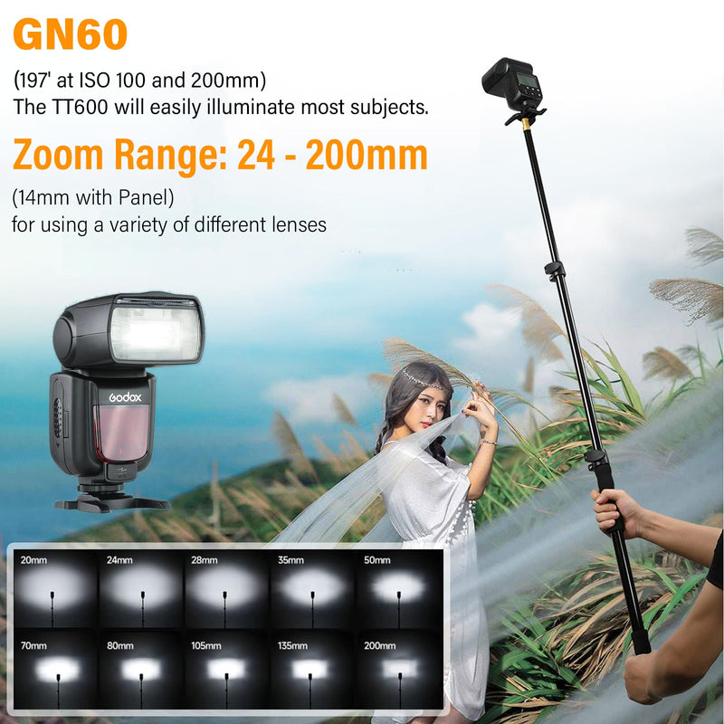 Godox TT600 GN60 2.4G Camera Flash Speedlite & Diffuser for Studio Portrait | Master/Slave GN60 Manual Flash, HSS when paired off camera with Godox X Trigger System for Canon, Nikon, Fujifilm and Olympus Diffuser Kit for Universal Hot Shoe